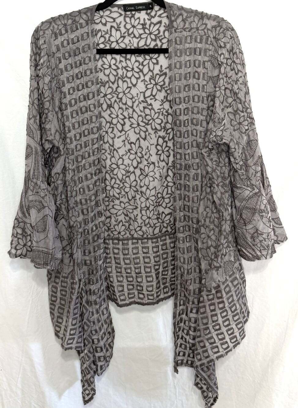Romantic Cottagecore Mesh Lace Boho Open Front Cardigan Size XL
